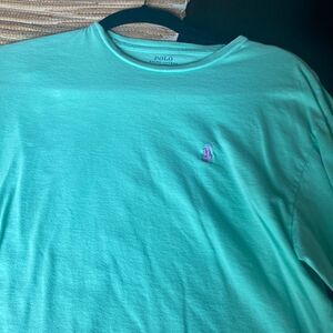 GUC l/s crew neck tee in mint green with lavender pony sizeS